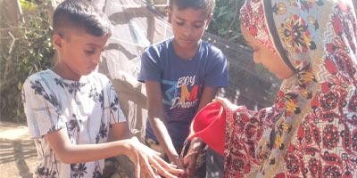 Hasna and Rayhan participated in the handwashing day program