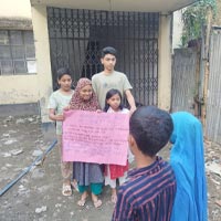 Hossain, Marufa, Rafi, and Riya participated in the handwashing day program