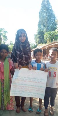 Sultana, Samia, Rifat, and Abdur Rahman participated in the handwashing day 
          program