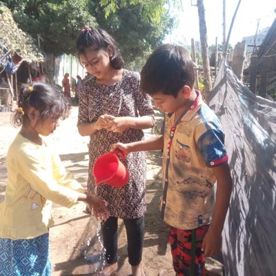 Tinni and Morsalin participated in the handwashing day program