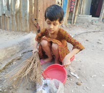 Riya cleaning the neighborhood